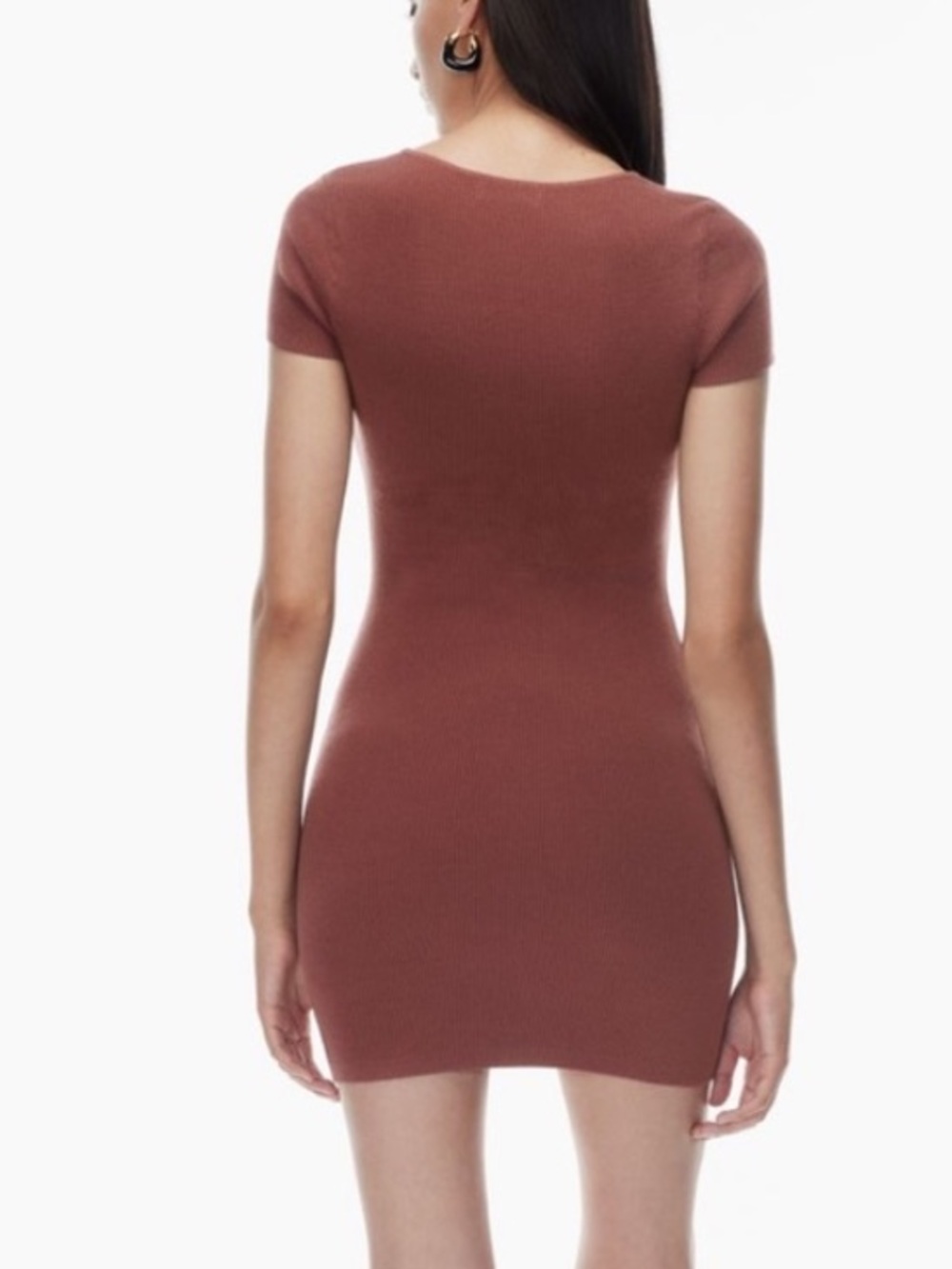 Babaton Aritzia Women M Sundried Red Short Sleeve Emerge Mini Sweater Dress - Picture 2 of 10